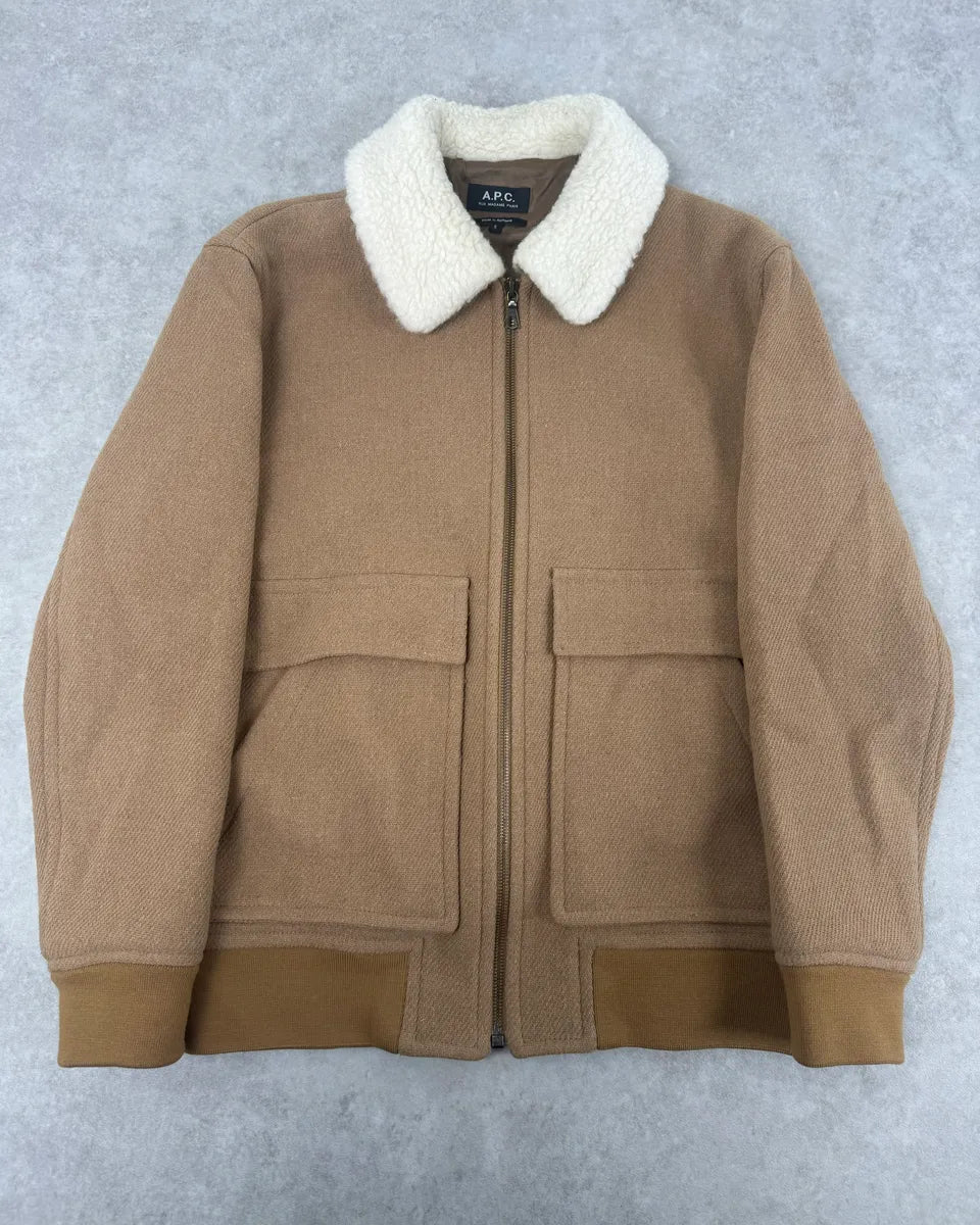A.P.C Beige Classy Wool White Collar Jacket kfosmJo 0
