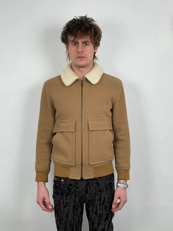 A.P.C Beige Classy Wool White Collar Jacket kfosmJo 1