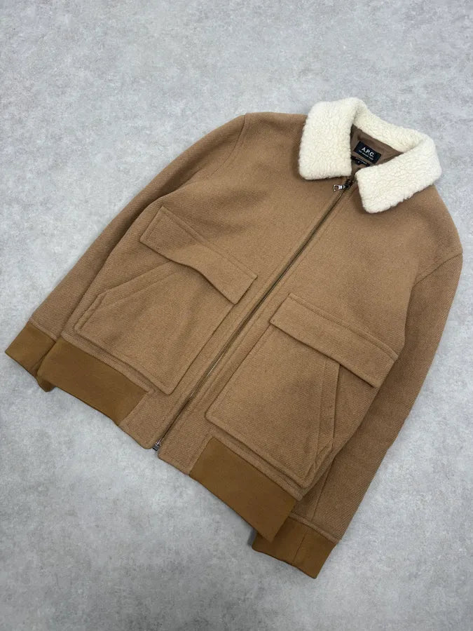 A.P.C Beige Classy Wool White Collar Jacket kfosmJo 3