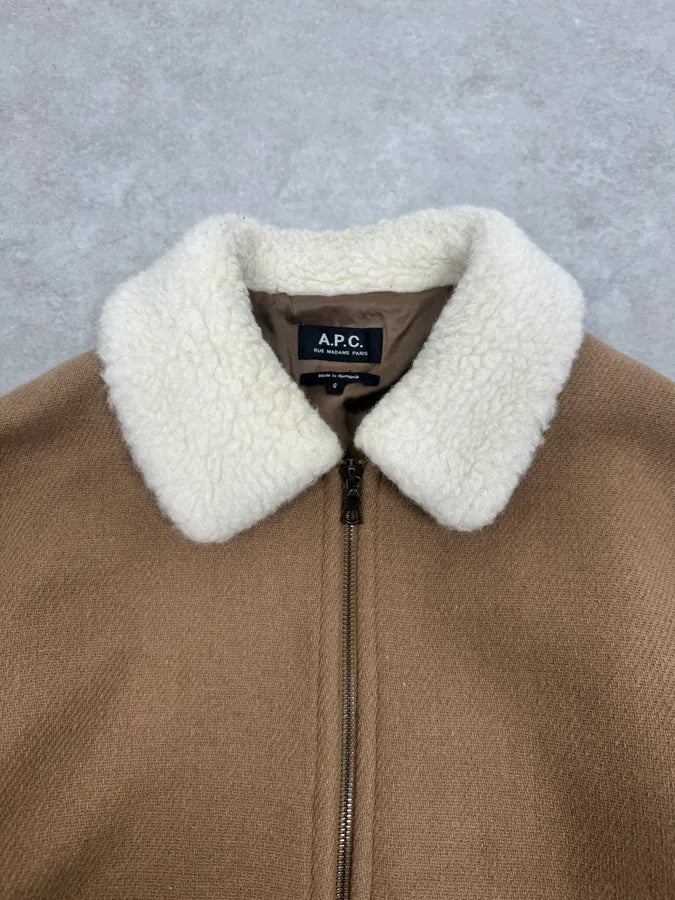 A.P.C Beige Classy Wool White Collar Jacket kfosmJo 4