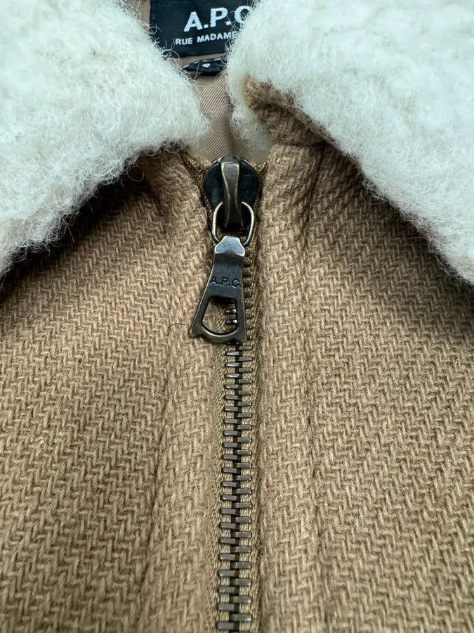 A.P.C Beige Classy Wool White Collar Jacket kfosmJo 7