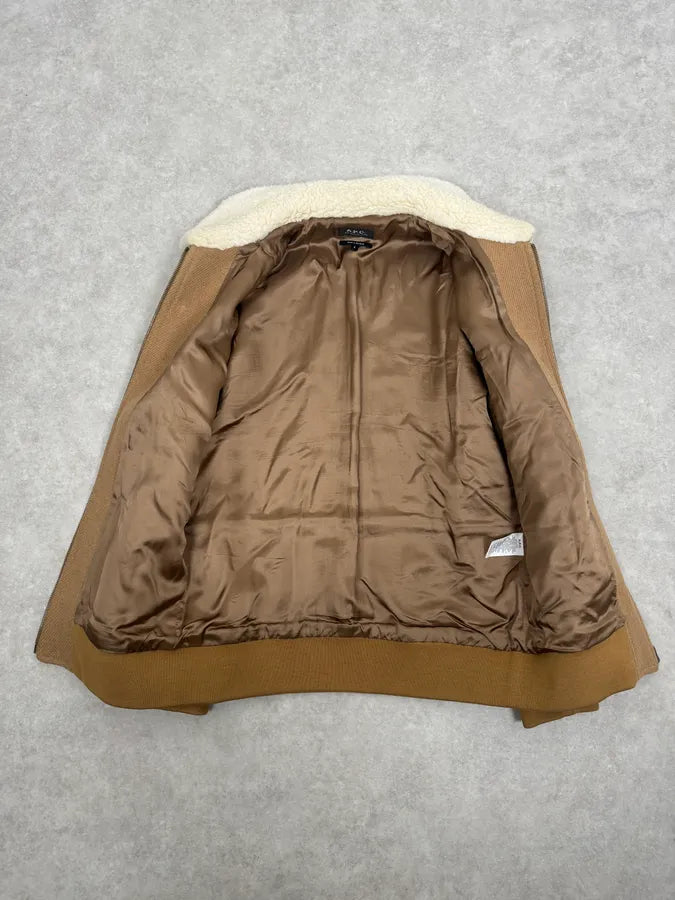 A.P.C Beige Classy Wool White Collar Jacket kfosmJo 8