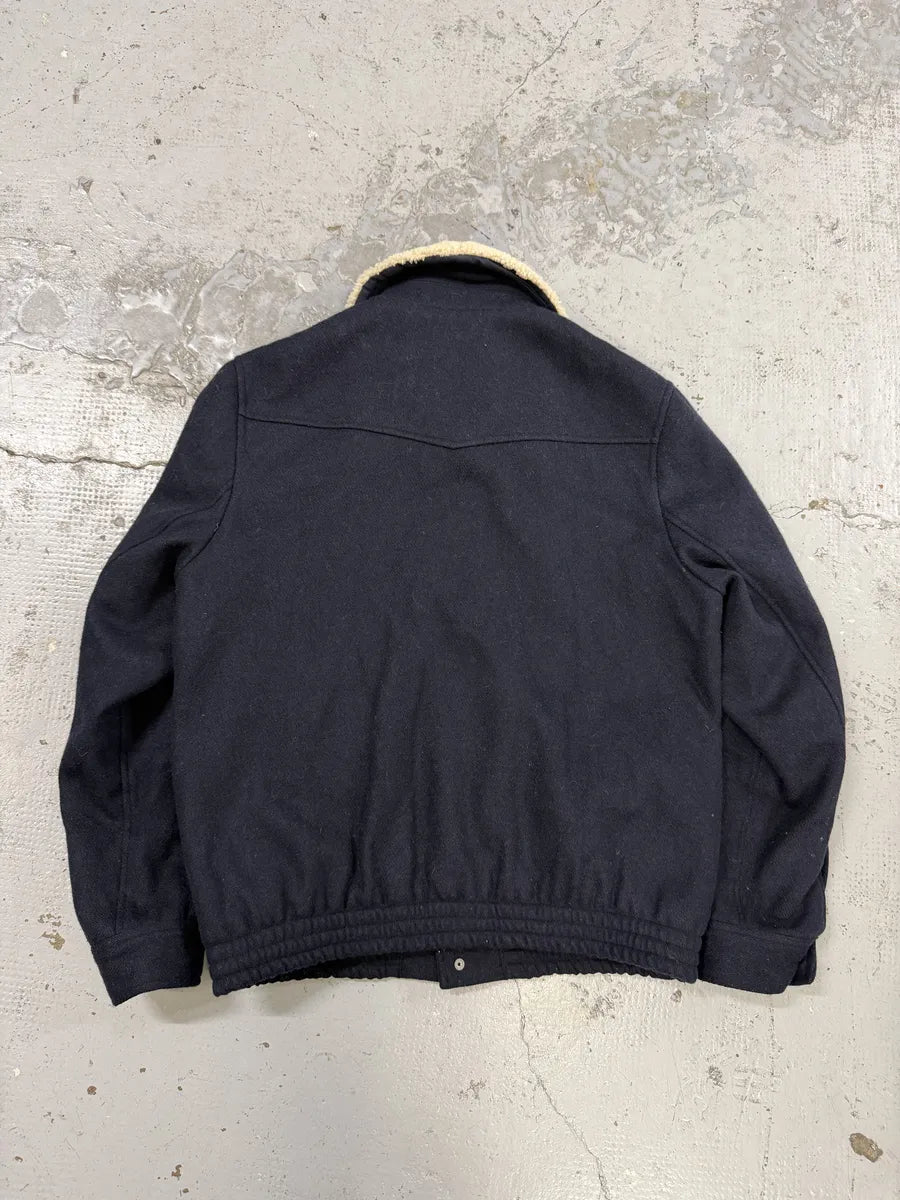 A.P.C Navy Beige Fur Collar Classy Jacket YnuIcFa 1