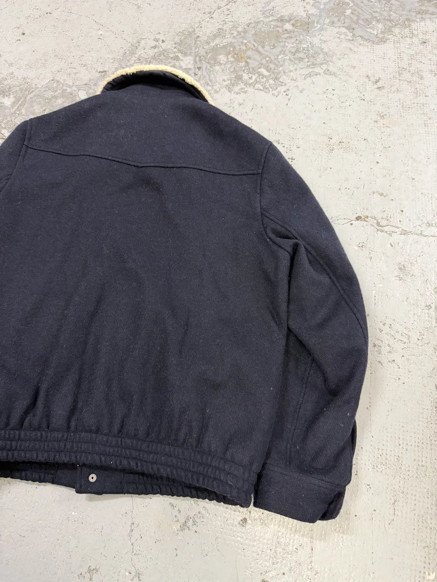 A.P.C Navy Beige Fur Collar Classy Jacket YnuIcFa 4