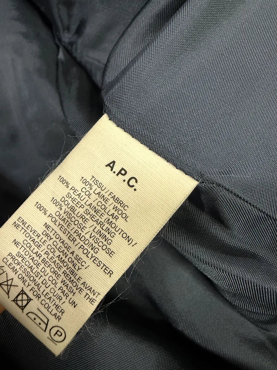 A.P.C Navy Beige Fur Collar Classy Jacket YnuIcFa 5