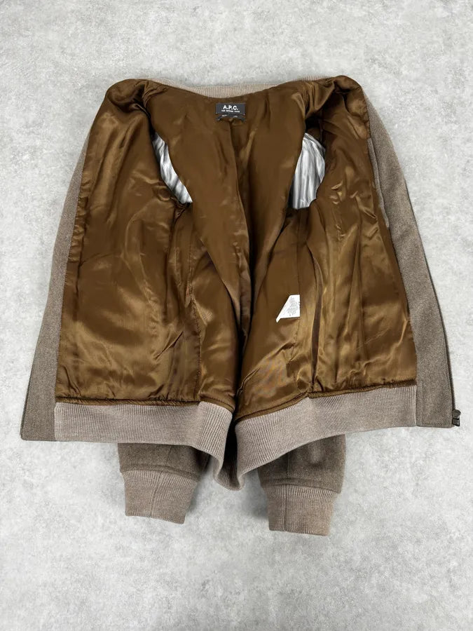 A.P.C. Beige Classy Wool Bomber Jacket MUcxvcI 6
