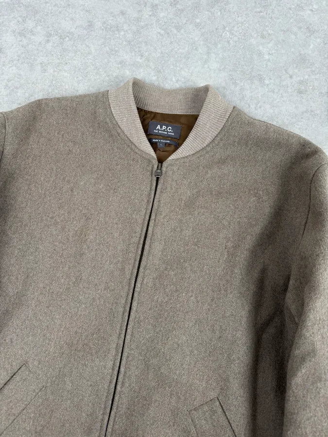 A.P.C. Beige Classy Wool Bomber Jacket MUcxvcI 4