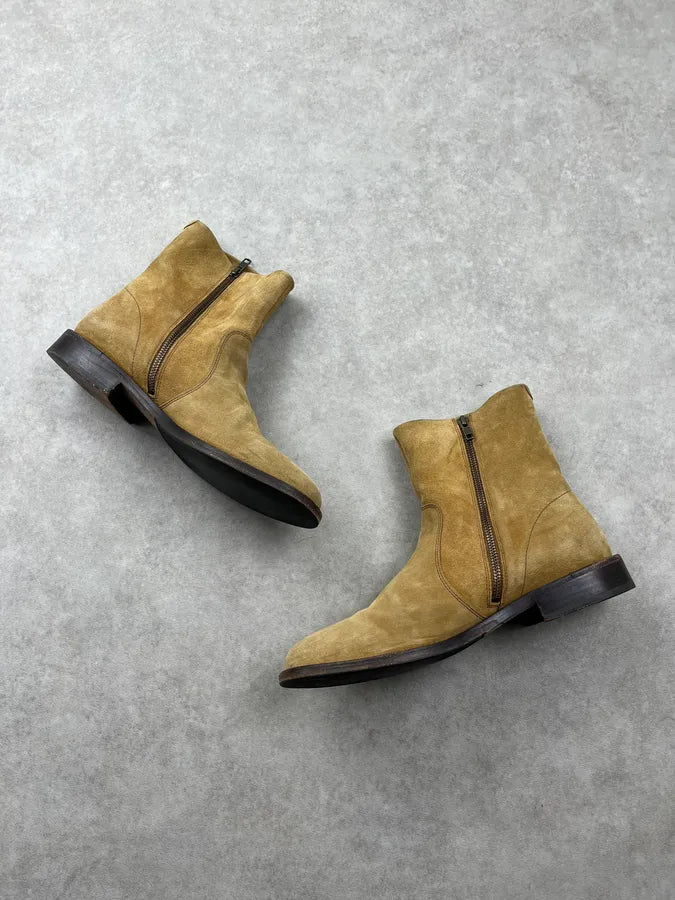 A.P.C. Beige Suede Leather Zip Boots dATopzR 4