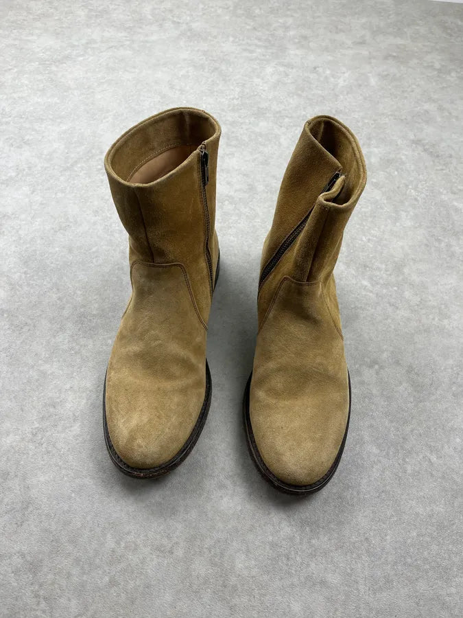 A.P.C. Beige Suede Leather Zip Boots dATopzR 1