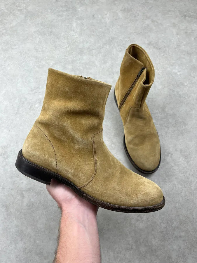 A.P.C. Beige Suede Leather Zip Boots dATopzR 0