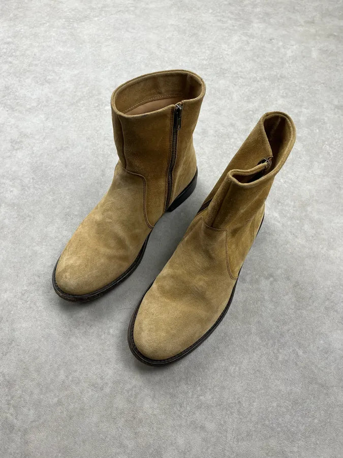 A.P.C. Beige Suede Leather Zip Boots dATopzR 3
