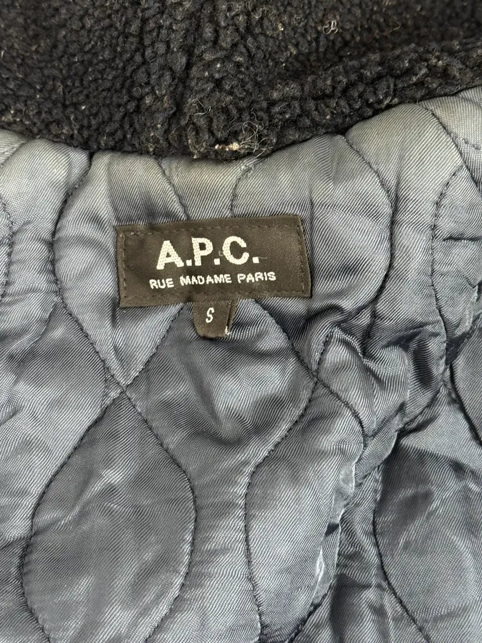 A.P.C. Navy Aviator Fur Hooded Bomber Jacket vFKjRUl 9