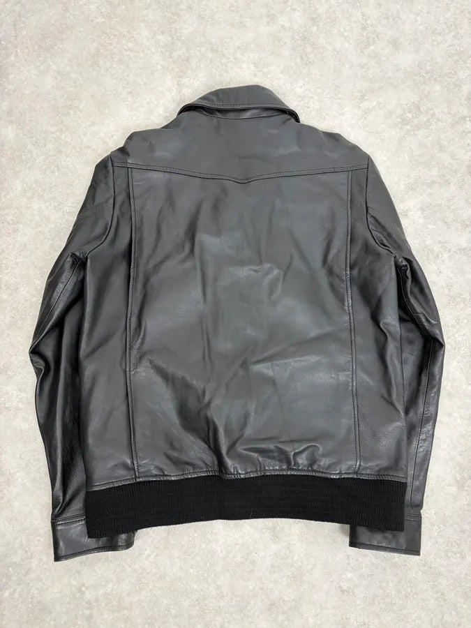 A.P.C. Black Buttoned Leather Minimalist Jacket PTlEoFi 5