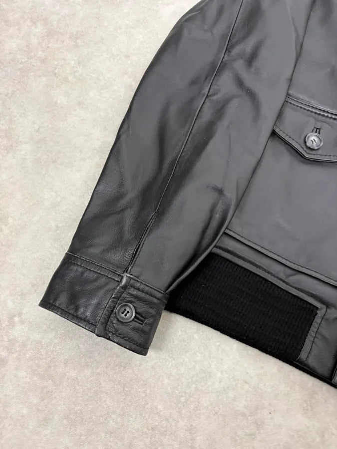 A.P.C. Black Buttoned Leather Minimalist Jacket PTlEoFi 7