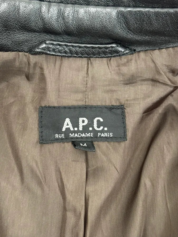 A.P.C. Black Buttoned Leather Minimalist Jacket PTlEoFi 8