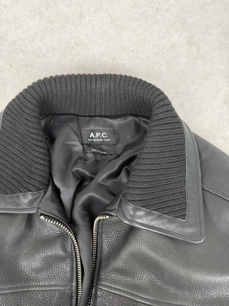 A.P.C. Black Calfskin Leather Jacket LNHhrXk 10