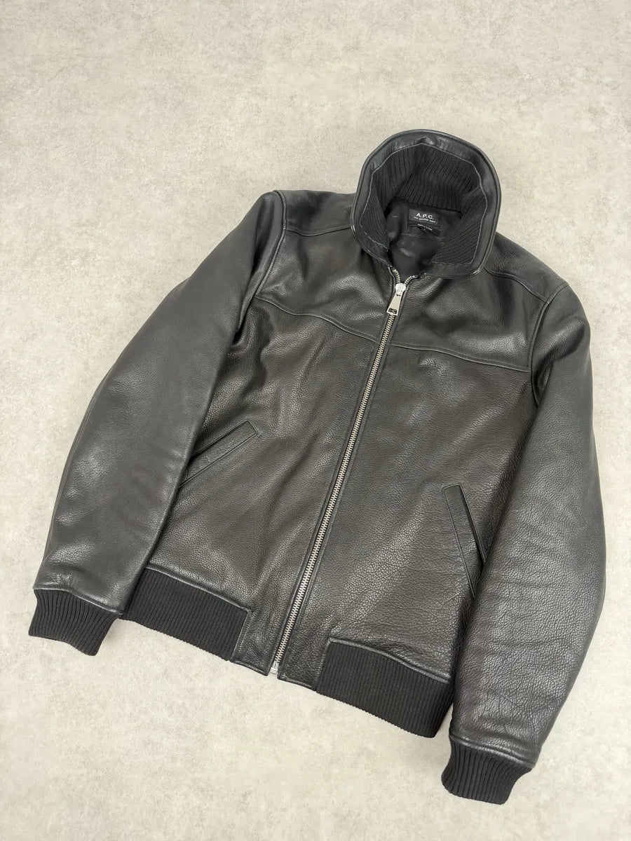 A.P.C. Black Calfskin Leather Jacket LNHhrXk 3