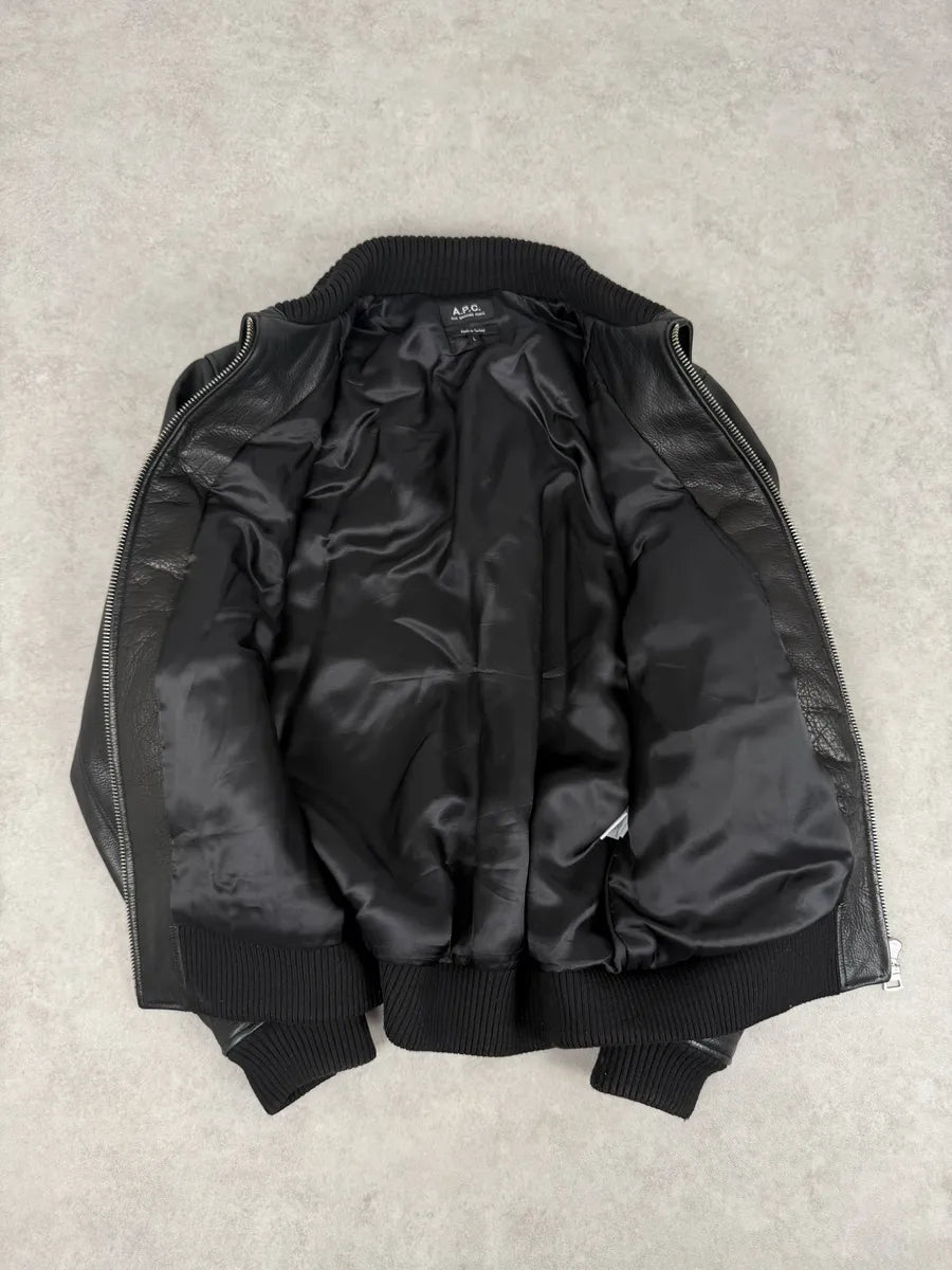 A.P.C. Black Calfskin Leather Jacket LNHhrXk 8