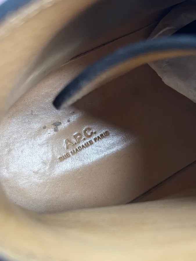 A.P.C. Black Leather Lace-Up Boots Chunky Sole Size 42 RiKFYdN 9