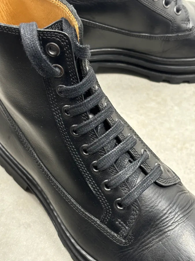 A.P.C. Black Leather Lace-Up Boots Chunky Sole Size 42 RiKFYdN 7