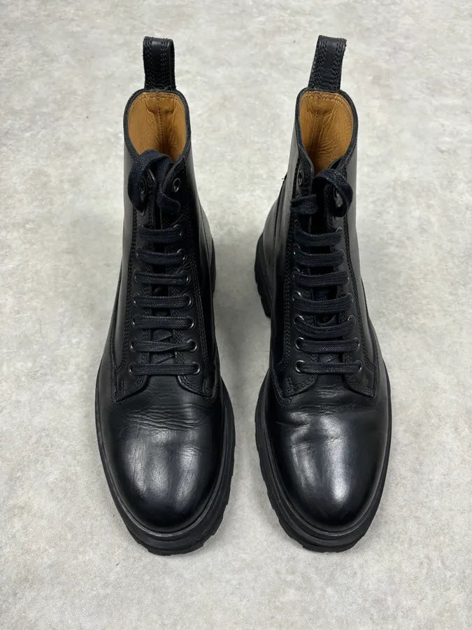 A.P.C. Black Leather Lace-Up Boots Chunky Sole Size 42 RiKFYdN 1