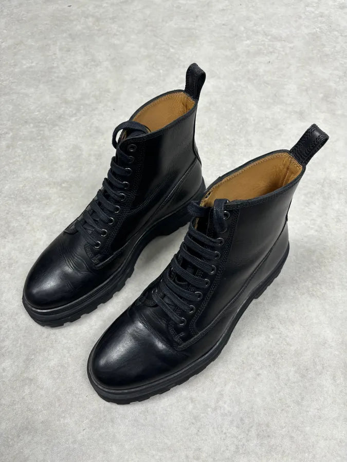 A.P.C. Black Leather Lace-Up Boots Chunky Sole Size 42 RiKFYdN 2