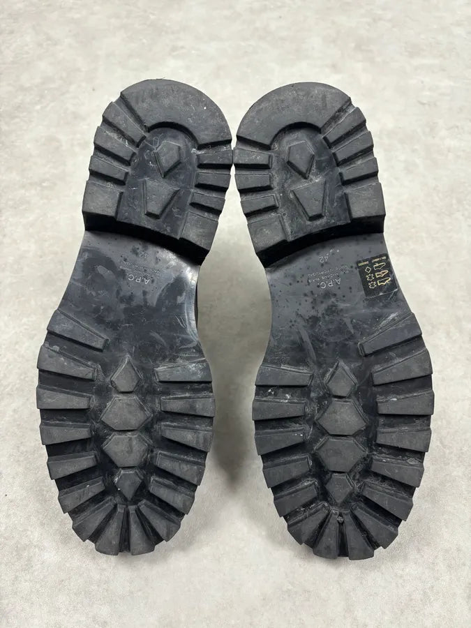 A.P.C. Black Leather Lace-Up Boots Chunky Sole Size 42 RiKFYdN 6