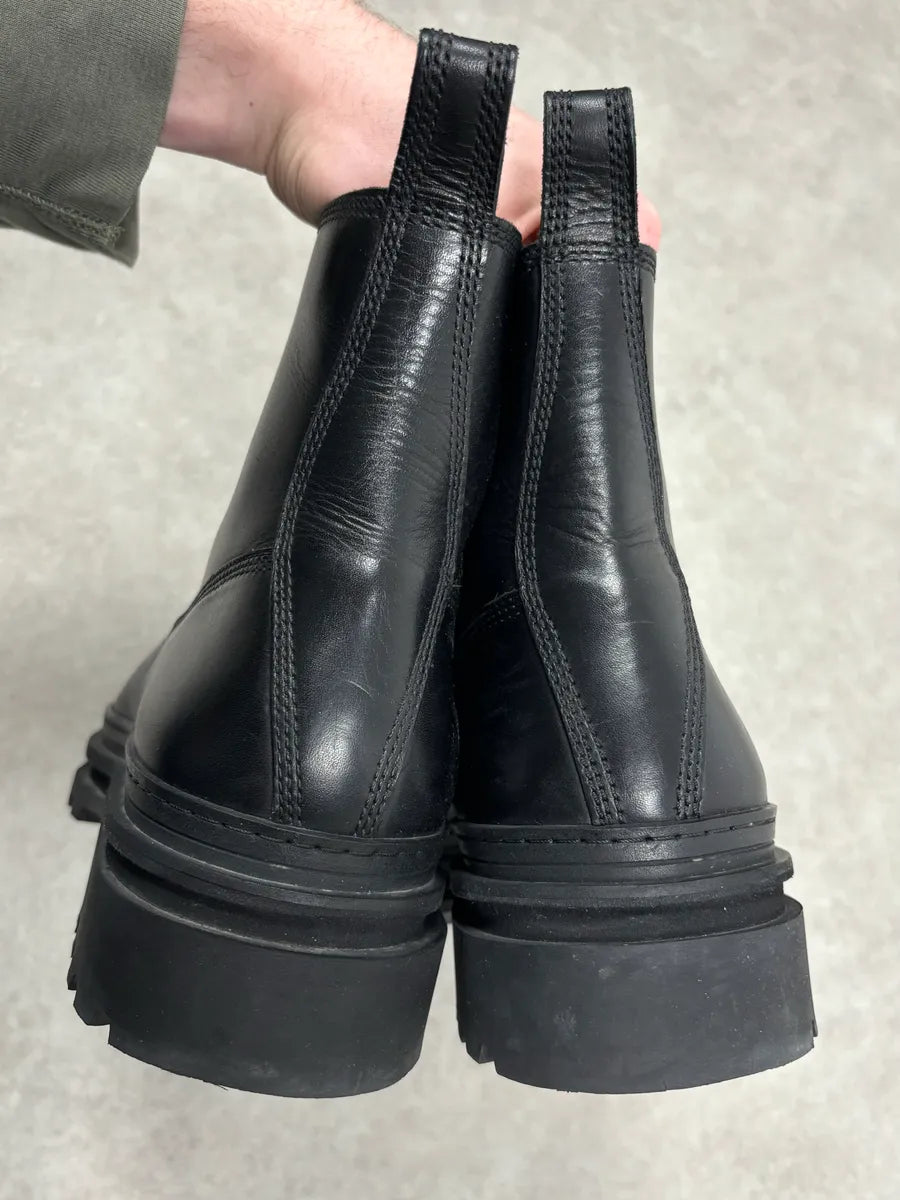 A.P.C. Black Leather Lace-Up Boots Chunky Sole Size 42 RiKFYdN 5