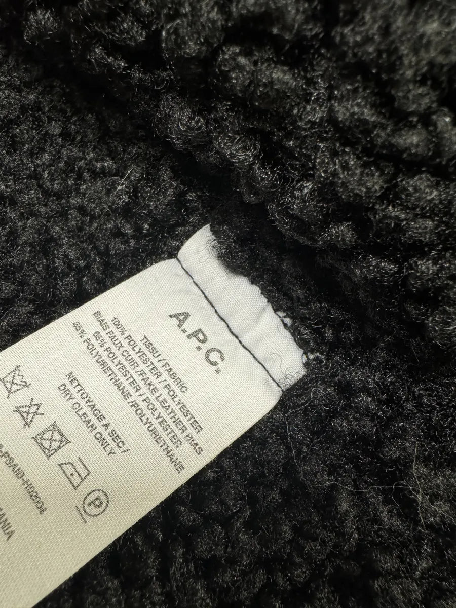 A.P.C. Black Premium Minimalist Shearling Leather Jacket HwzUjRe 9