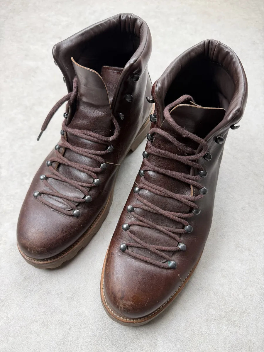 A.P.C. Brown Leather High Daily Mountain Boots lKtZdbA 5
