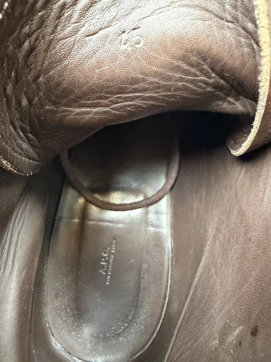 A.P.C. Brown Leather High Daily Mountain Boots lKtZdbA 6