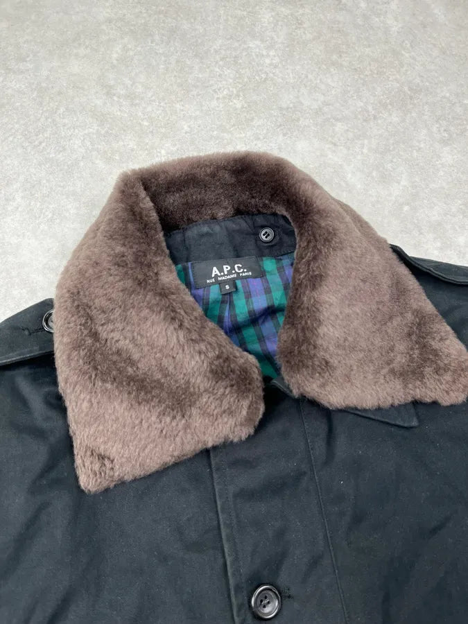A.P.C. Brown Removable Fur Collar Light Jacket PmOLGXf 4
