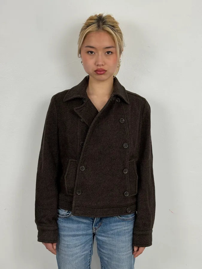 A.P.C. Brown Wool Light Buttoned Officer Jacket Lyapmty 1