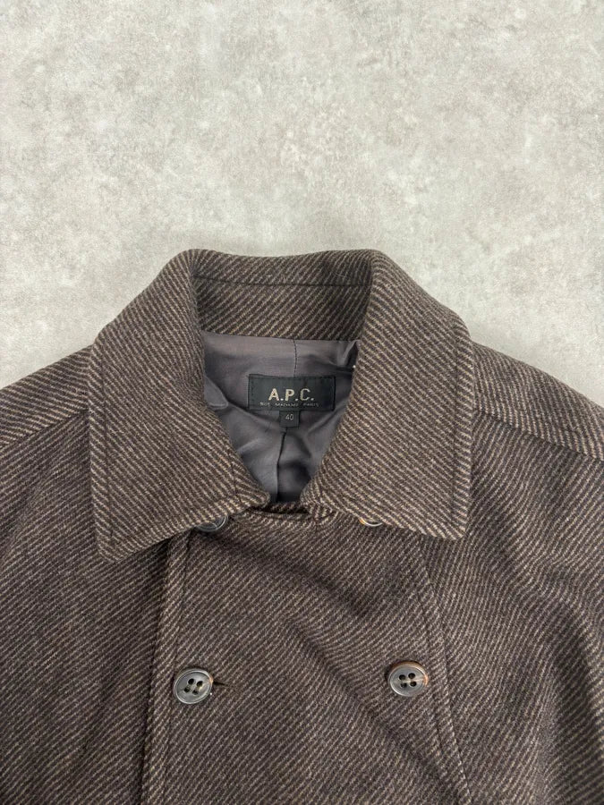 A.P.C. Brown Wool Light Buttoned Officer Jacket Lyapmty 3