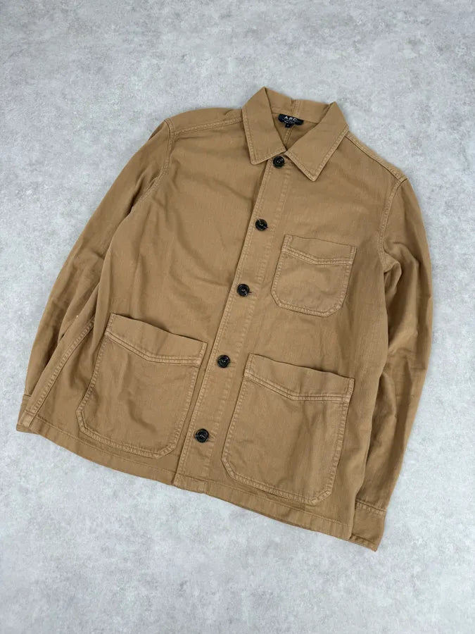 A.P.C. Camel Cotton Shirt Jacket Cargo Pockets aMVQAsQ 3