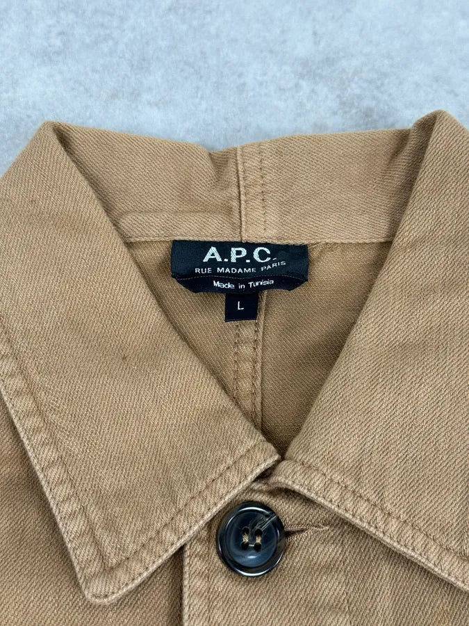 A.P.C. Camel Cotton Shirt Jacket Cargo Pockets aMVQAsQ 7