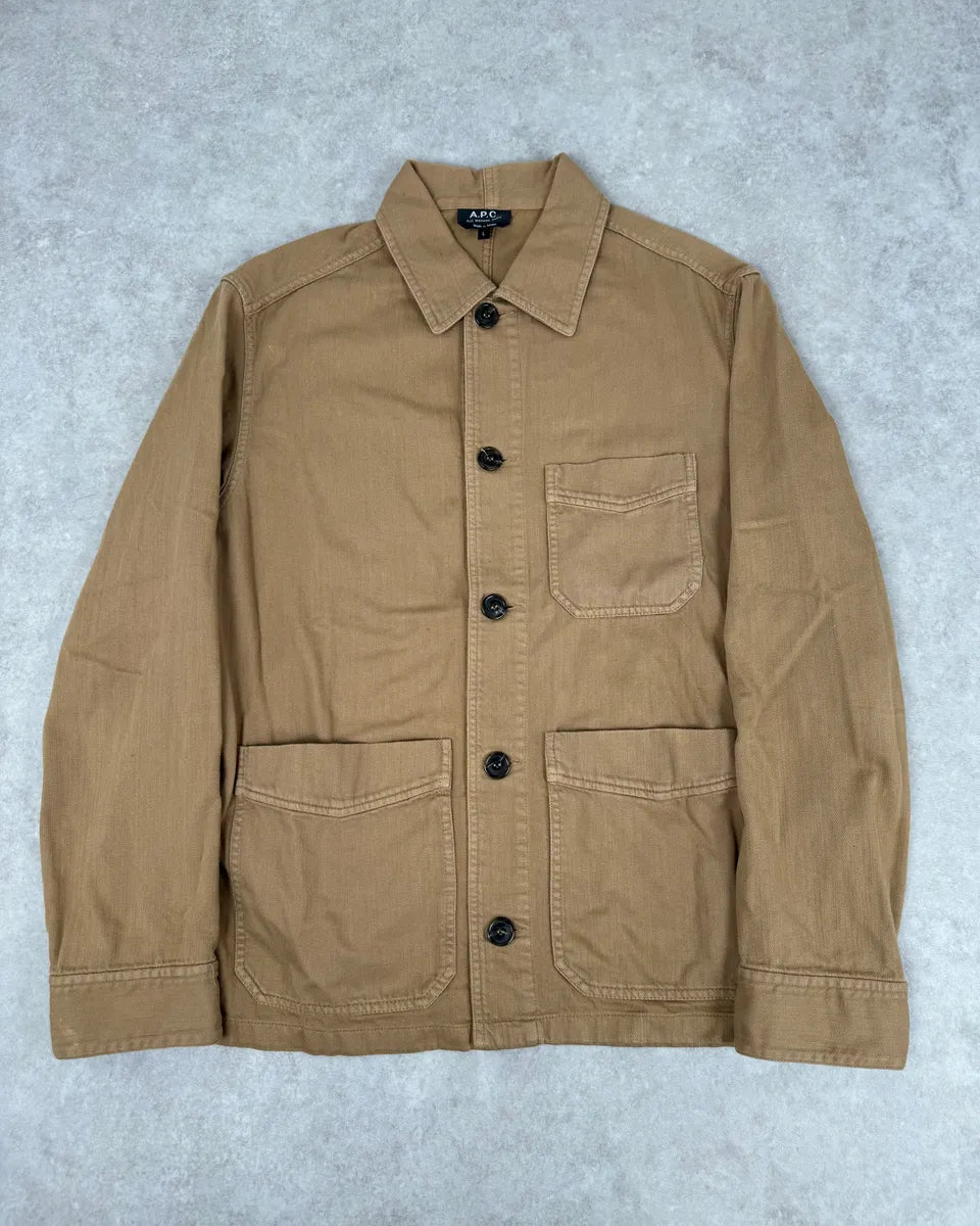 A.P.C. Camel Cotton Shirt Jacket Cargo Pockets aMVQAsQ 0