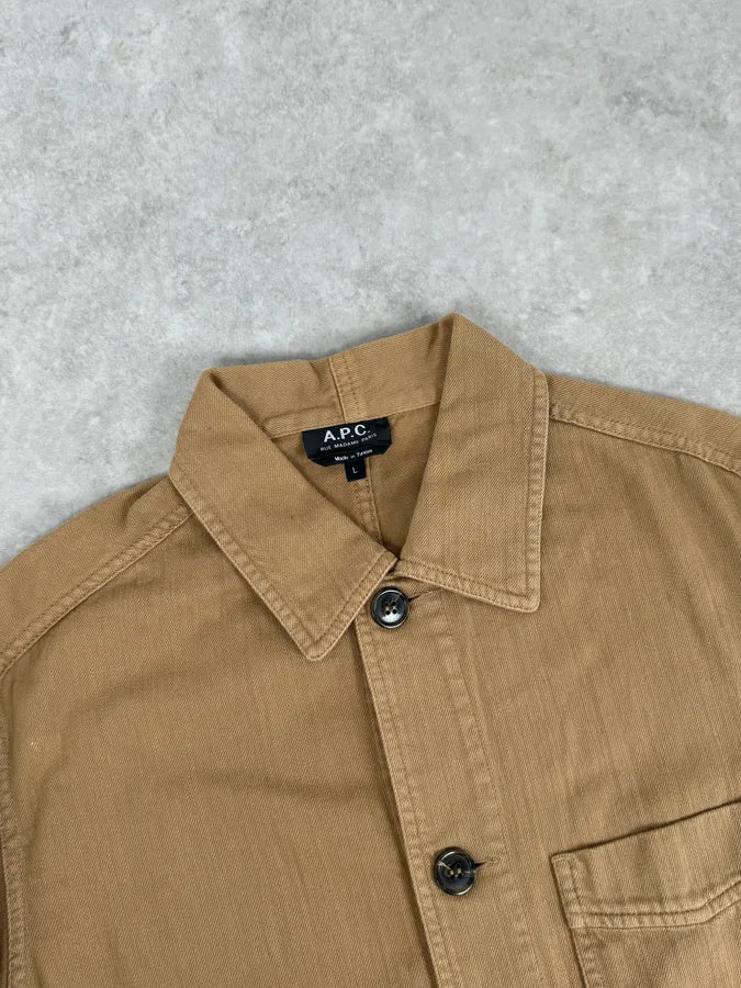 A.P.C. Camel Cotton Shirt Jacket Cargo Pockets aMVQAsQ 4