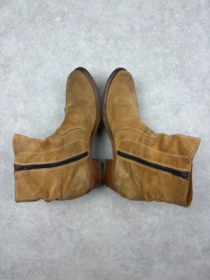A.P.C. Camel Beige Suede Leather Zip Boots DDrSODo 4
