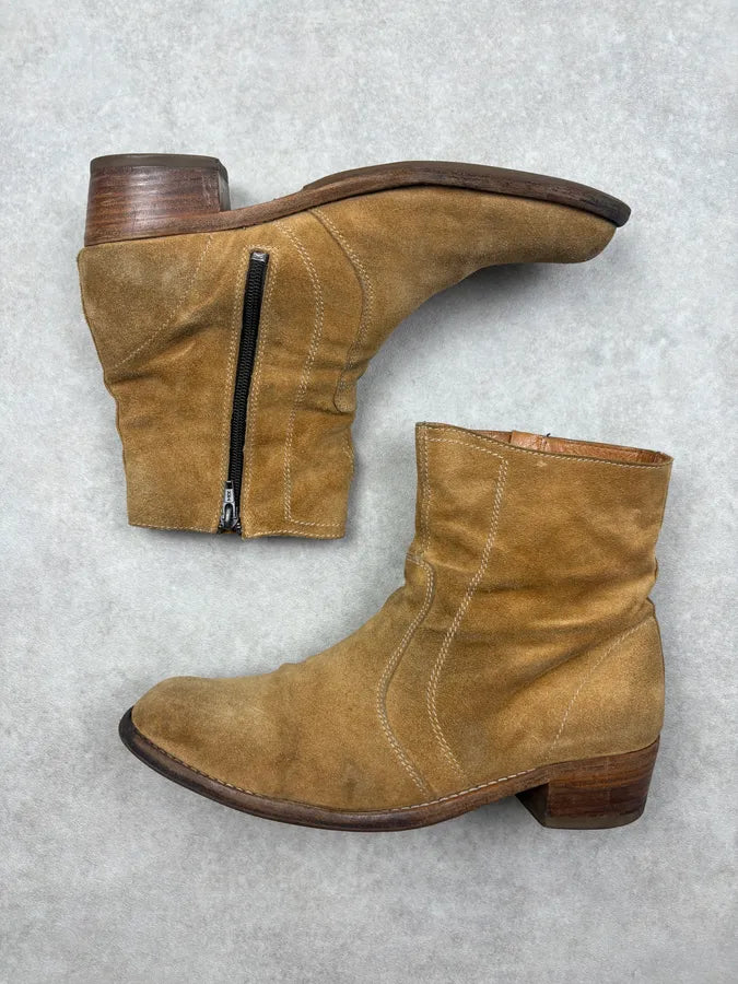 A.P.C. Camel Beige Suede Leather Zip Boots DDrSODo 3