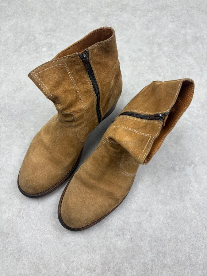 A.P.C. Camel Beige Suede Leather Zip Boots DDrSODo 2