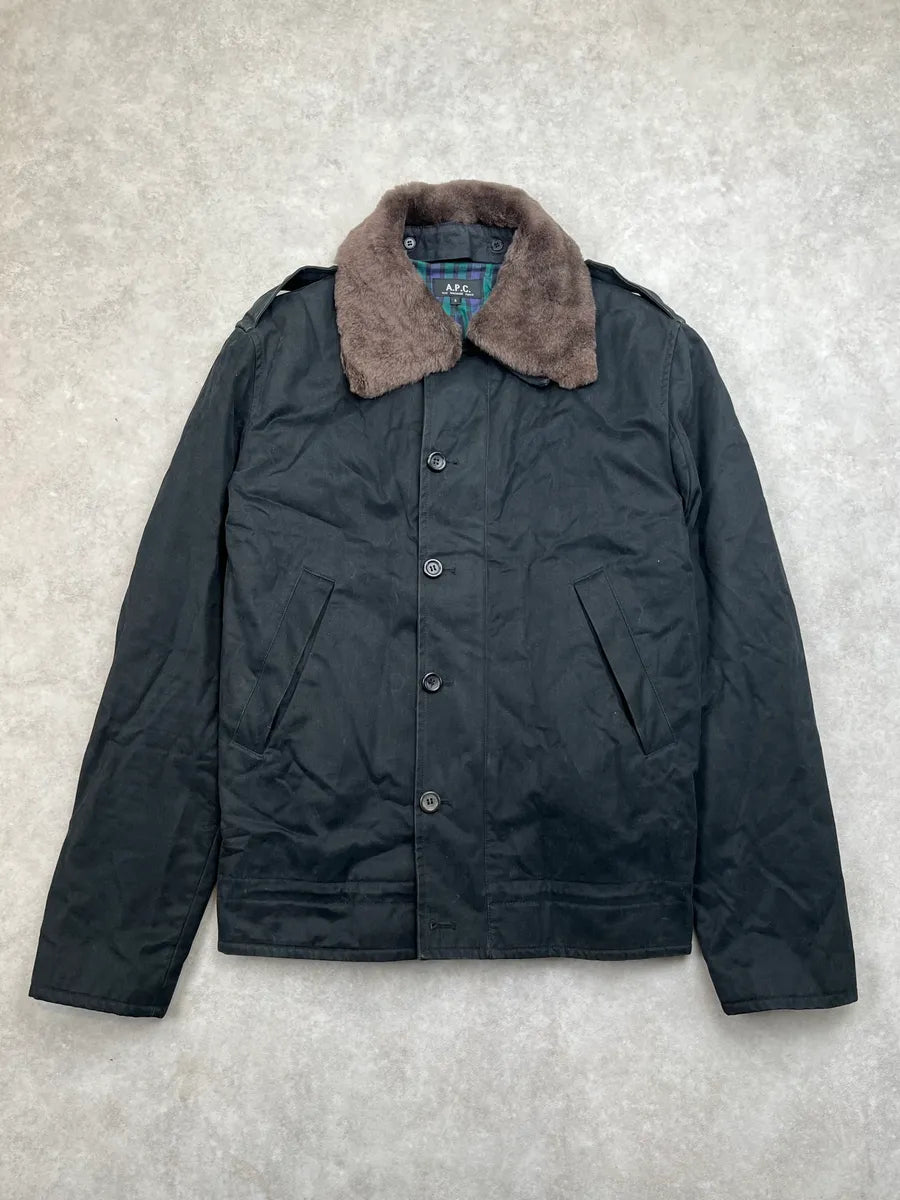 A.P.C. Brown Removable Fur Collar Light Jacket PmOLGXf 0