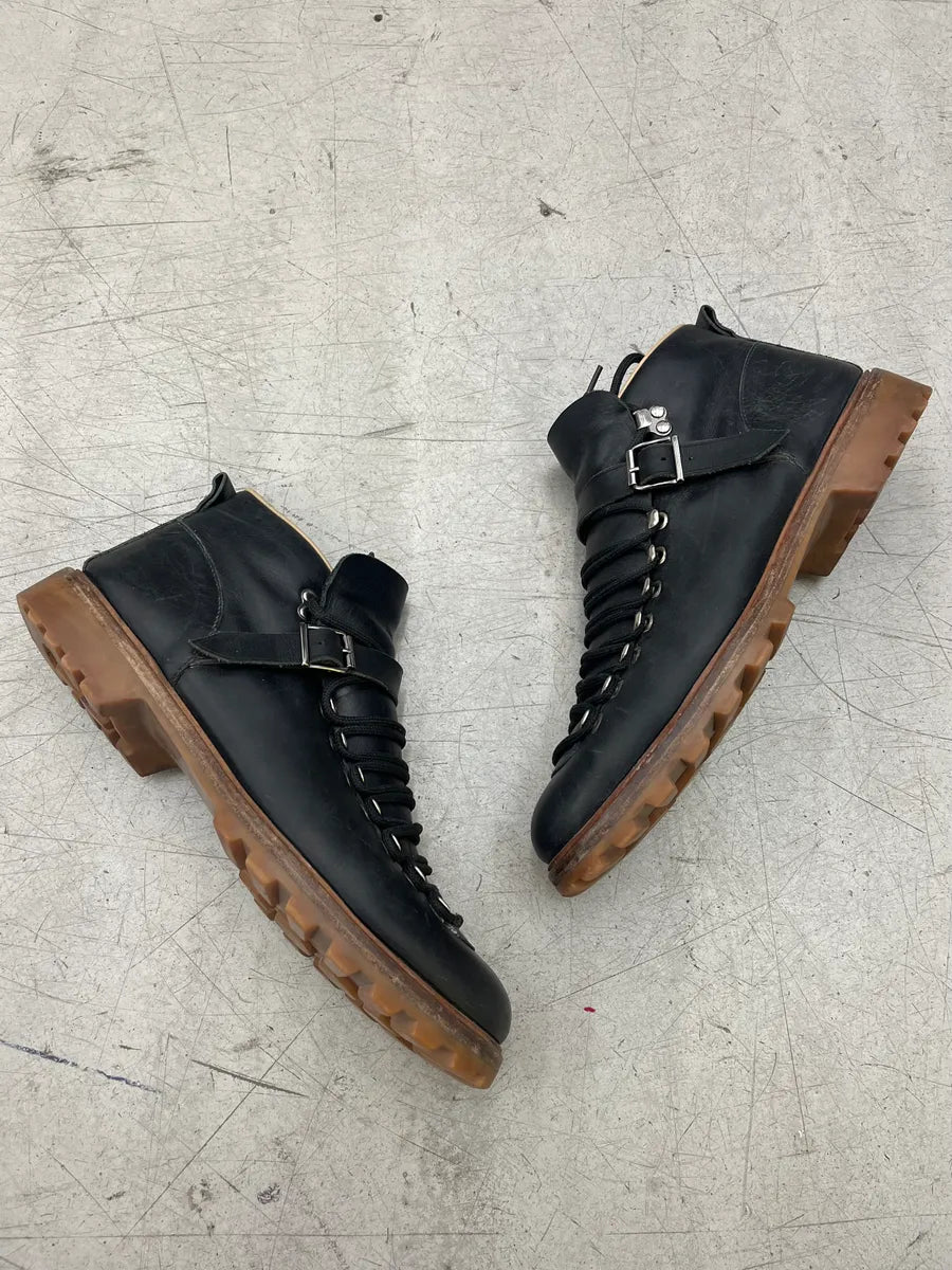 A.P.C. Hiking Lace-Up Black Leather Boots mEEryxD 1