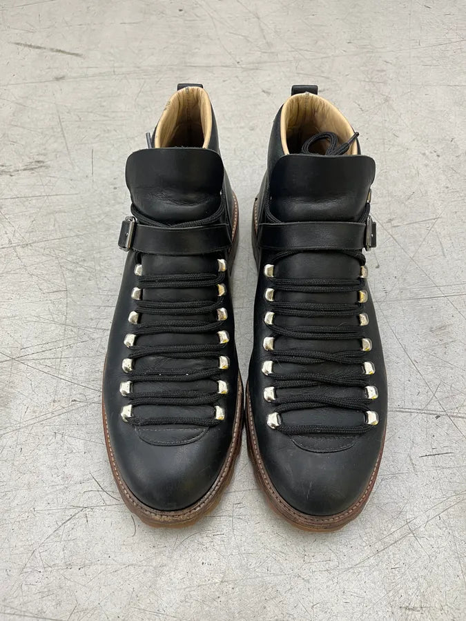 A.P.C. Hiking Lace-Up Black Leather Boots mEEryxD 3