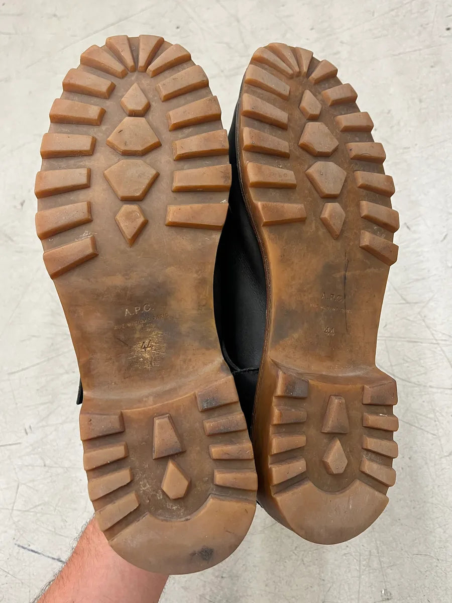 A.P.C. Hiking Lace-Up Black Leather Boots mEEryxD 4