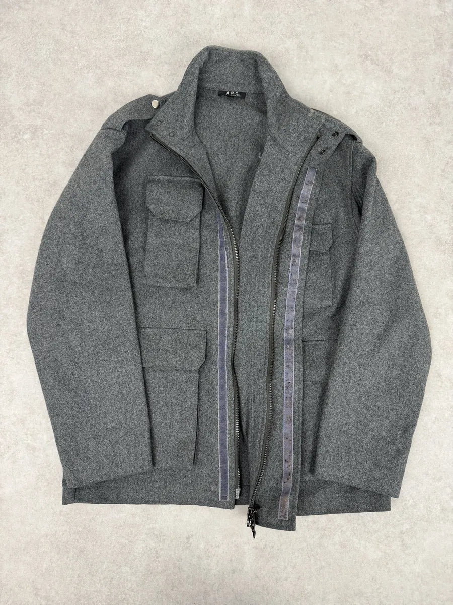 A.P.C. Imperial Grey Wool Parka Jacket uIWjpcc 5