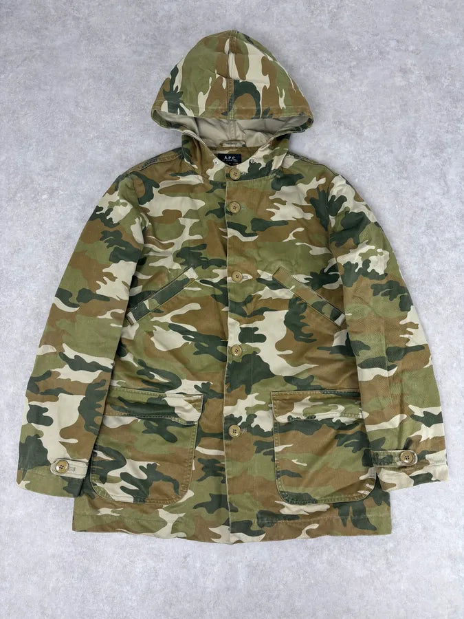 A.P.C. Khaki Camo Hooded Jacket Multi-Pocket Jacket ImTTsKN 0