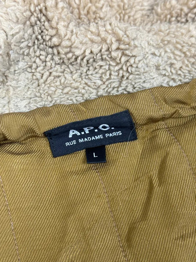 A.P.C. Military Camo Green Fox Fur Hooded Jacket ALYploR 10
