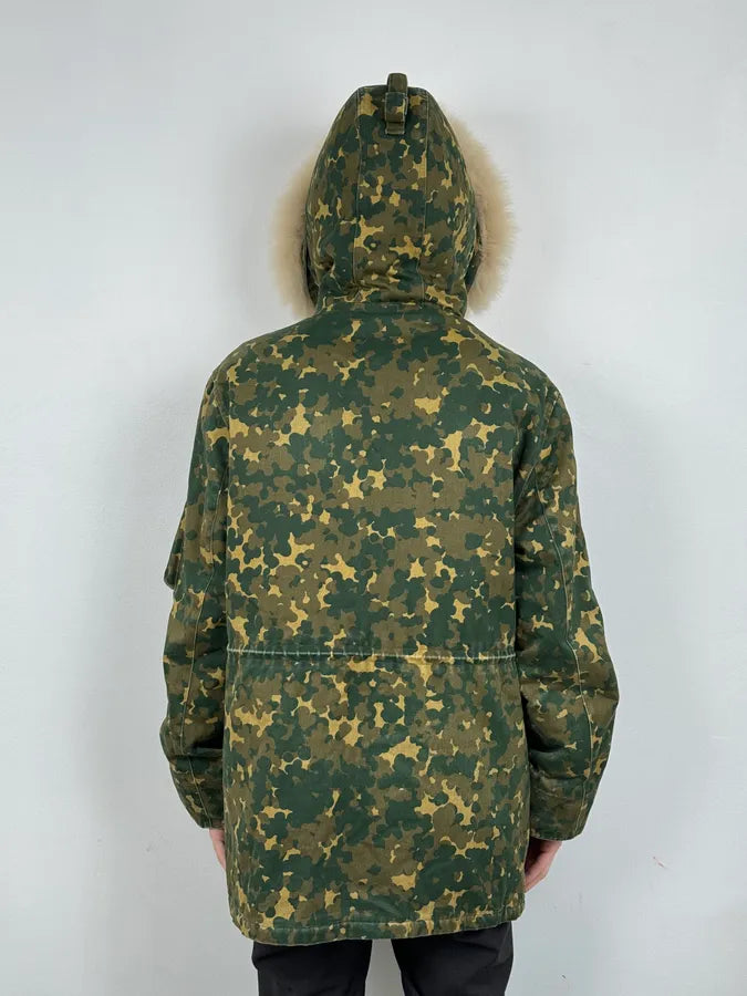 A.P.C. Military Camo Green Fox Fur Hooded Jacket ALYploR 2