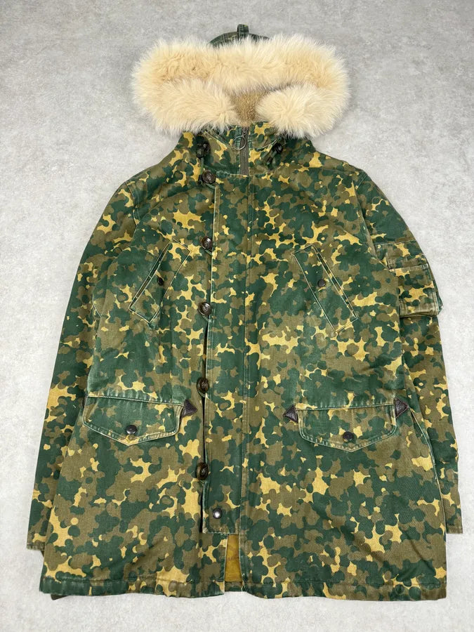 A.P.C. Military Camo Green Fox Fur Hooded Jacket ALYploR 3